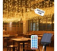 UISEBRT Catena di luci solari per esterni, 10 m, 400 LED, con telecomando, timer a 13 modalità, impermeabile, per giardino, balcone, decorazione natalizia