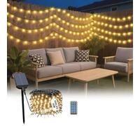 UISEBRT Catena di luci solari per esterni, Natale, 30 m, 300 LED, luce bianca calda, a energia solare, resistente alle intemperie, con 8 modalità e timer per Natale, Pasqua, Halloween, giardino,