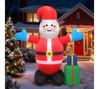 UISEBRT Decorazione natalizia gonfiabile, 150 cm, con luci a LED, Babbo Natale, gonfiabile, per interni ed esterni
