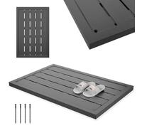 UISEBRT Elemento da Pavimento per Doccia Solare Antiscivolo 100 x 65 x 4 cm, Piastra da Pavimento per Esterni in WPC per Giardino Piscina, Antracite