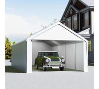 UISEBRT Garage per tenda 4 x 8 m - tettoia e tenda da campeggio in un unico - riparo e tenda da pascolo con robusto telone in PE, telaio in acciaio, rinforzo sul tetto e sul pavimento, resistente alle