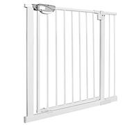UISEBRT - Griglia di protezione per scale e porte, senza foratura, con chiusura automatica, apertura con una sola mano, in metallo, per larghezza di 85 - 95 cm, colore: bianco