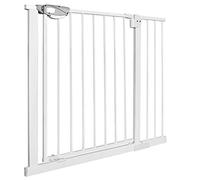 UISEBRT - Griglia di protezione per scale e porte, senza foratura, con chiusura automatica, apertura con una sola mano, in metallo, per larghezza di 95 - 105 cm, colore: bianco