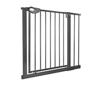UISEBRT, Griglia protettiva per porta, senza foratura, adatta per bambini, con chiusura automatica, in metallo, nero, larghezza: 85-95 cm