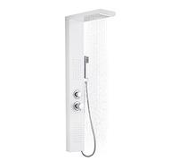UISEBRT Pannello Doccia Idromassaggio in Acciaio Inox - 4 Funzioni Colonna Doccia Set con per Bagno Inox Sistema Set Doccia con Soffione Fisso,Massaggi,Doccetta e Bocca Vasca (Bianco opaco)