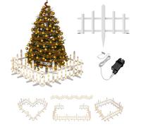 UISEBRT Recinzione per albero di Natale con illuminazione, bianco caldo, con 8 modalità di luce, IP44, impermeabile, decorazione natalizia per albero di Natale e giardino, interni ed esterni, a forma