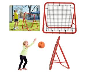 UISEBRT Rete Elastica da Calcio con Rimbalzo - Rebounder Kicker Porta da Calcio, Altezza e Angolazione Regolabili con 5 livelli, per bambini, sport, baseball, basket, 100 x 100 x 65cm Rosso