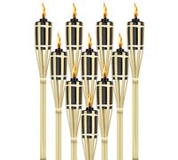 UISEBRT Set da 24 Fiaccole per Giardino, Torce da Giardino per Esterni, Fiaccola ad Olio in bambù con Stoppino, Torce a Olio Decorative, Accensione ad Olio, Altezza: 90 cm