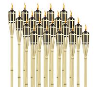 UISEBRT Set da 36 Fiaccole per Giardino, Torce da Giardino per Esterni, Fiaccola ad Olio in bambù con Stoppino, Torce a Olio Decorative, Accensione ad Olio, Altezza: 90 cm