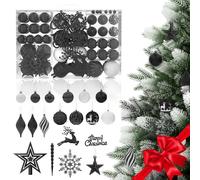 UISEBRT Set di 108 palline di Natale in plastica con 3 trame, laccate, opache e lucide, decorazioni per albero di Natale con appendere, per interni ed esterni, colore nero