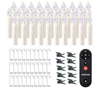 UISEBRT Set di 30 candele elettriche a LED senza fili per albero di Natale, con telecomando e timer, candele a LED, colore bianco avorio, decorazioni natalizie per Halloween, matrimoni, giardini