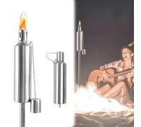 UISEBRT Set di 6 torce da giardino per esterni, in acciaio inox, antiruggine, 330 ml, ricaricabili, 115 cm di altezza