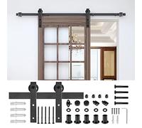 UISEBRT Set di guide per porta scorrevoli, 183 cm, per porta scorrevole, set di fissaggio nero