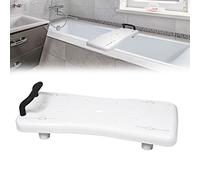 UISEBRT Tavoletta per vasca da bagno per anziani, seduta per vasca da bagno, sedile con manico e ripiano per sapone, lunghezza 70 cm, bianco e nero
