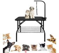 UISEBRT Tavolo per cani - Tavolo per la cura degli animali, tavolo da parrucchiere con forca regolabile in altezza, portata fino a 60 kg, per cani e gatti, 80,5 x 46 x 76 cm