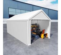 UISEBRT Tenda da magazzino, 3 x 6 m, impermeabile, con robusto telone in PE e telaio in acciaio, ideale come garage per attrezzi, attrezzi da giardino, pallet (bianco)