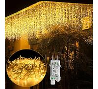 UISEBRT Tenda luminosa a LED, per interni ed esterni, 400 LED, 8 modalità, IP44, impermeabile, per Natale, Halloween, giardino, balcone, 10 m, filo di ghiaccioli
