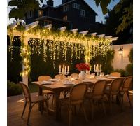 UISEBRT Tenda Luminosa Esterna 15M 600 LED, Catena Luci Nataliazie con 8 Modalità, IP44 impermeabile, Bianco Caldo, per Interno, Esterno, Giardino, Natale, Matrimonio, Feste, Halloween