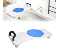 UISEBRT Vasca da bagno con giradischi, sedile per vasca da bagno, sedile con manico e ripiano per sapone, lunghezza 70 cm, bianco e nero