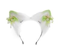 Uitndvyte Cerchietto etnico a forma di orecchie di gatto con fiore tornante decorazione cerchietto per capelli adulto trasmissione live festa di Pasqua copricapo