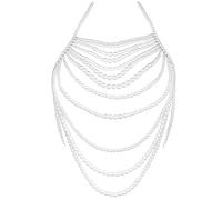 [Uitndvyte] Collana di spalla della collana della spalla della perla dello scialle dell'involucro della perla artificiale della catena della spalla del partito di sera per la C, あ