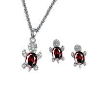 Uitndvyte Set di gioielli Chelonian alla moda per bambini e adulti, collana e orecchini realizzati in lega sicura, idea regalo pensa creativa a forma di tartaruga, One Size, come descritto, come