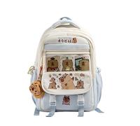 Uitndvyte Zaino elegante e funzionale a tema Capybara Pratico Nylon Borsa da scuola Casual Borse per libri per scuola o lavoro Zaino Capybara, Blu, Add pendant