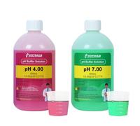 UIUZMAR Soluzione di Calibrazione pH 7,00 e pH 4,00, Soluzione Liquida pH 7,00 e pH 4,00 da 500 ml con Misurino da 30 ml, Soluzione Tampone pH 7,00 e pH 4,00 per pHmetro, Sonda pH, Misuratori di pH