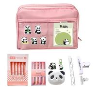 UIVXXUD Kawaii carino astuccio estetico - grande capacità di tela penna sacchetto sacchetto (rosa 11 pezzi)