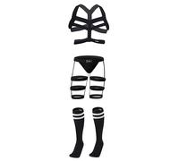 UIWFJEH Men's Sexy G-String Thong Underwear Cintura Pettorale da Uomo Giarrettiere Mutandine Bretelle Slip Perizomi E Tanga Vita Bassa Mutande Gay Collant Calze Calze,Nero,Taglia Unica