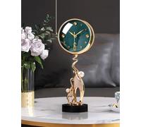 UIYOHSADG Orologio da Tavolo Decorativo Silenzioso A Forma di Elefante, Moderno Orologio da Camino in Metallo per Soggiorno, Ingresso, Ufficio, Bar,Verde