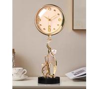UIYOHSADG Orologio da Tavolo Decorativo Silenzioso A Forma di Elefante, Moderno Orologio da Camino in Metallo per Soggiorno, Ingresso, Ufficio, Bar,Bianca
