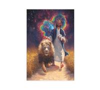 UIYTYBGAG Poster su tela, motivo: Gesù con leone e leone, decorazione per camera da letto, idea regalo, 40 x 60 cm