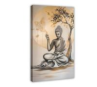 UIYTYBGAG Stampa artistica da parete con Buddha che medita sotto l'albero della Bodhi, 50 x 75 cm