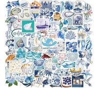 UJBVCX 100PCS Adesivi Aesthetic, Adesivi Blu, Mare Stickers, Graffiti Impermeabili per Scrapbooking Skateboard Auto Laptop Album Moto