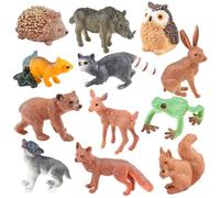 UJBVCX 12 Pezzi Animali del Bosco, Miniatura Set Giocattoli Figure di Animali della Foresta, Giocattoli Educativi Decorazioni Regalo per Bambini