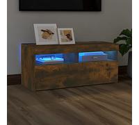 UJCHVHN ARTICOLO-Mobile TV con Luci LED Rovere Fumé 90x35x40 cm, Centri di intrattenimento & Supporti TV