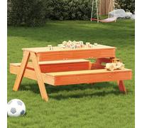 UJCHVHN Articolo-Tavolo da picnic con sabbiera per bambini cera marrone legno massello pino, tavoli all'aperto all'aperto