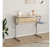 UJCHVHN Craft Desk Sonoma Oak & Grey 110 x 53 x (58-87) cm Scrivanie da ufficio in legno ingegnerizzato e acciaio