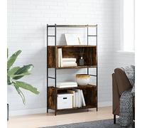 UJCHVHN Libreria in legno di rovere fumé 80 x 30 x 145,5 cm, in legno ingegnerizzato e ferro, scaffalature, librerie e mensole