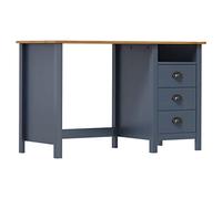 UJCHVHN Scrivania Hill con 3 cassetti, grigio 120 x 50 x 74 cm, in legno di pino massello, scrivania da ufficio