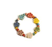 UJEDFHV braccialetto di perline Braccialetto elastico con perline in ceramica a forma di stelle marine e conchiglie colorate, gioielli da spiaggia Boho, for donne adolescenti(Colorful4)