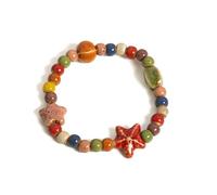 UJEDFHV braccialetto di perline Braccialetto elastico con perline in ceramica a forma di stelle marine e conchiglie colorate, gioielli da spiaggia Boho, for donne adolescenti(Colorful6)