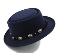 UJEDFHV Cappelli Pork Pie Cappelli Pork Pie da Uomo e Donna, Cappelli Fedora, Trilby, Sole, Classici, retrò, Jazz, Feste, Viaggi, Stile di Strada(Dark Blue)