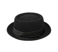 UJEDFHV Cappelli Pork Pie Roll Brim Black Pork Pie Hat for Men White Wool Fedoras Winter Jazz Caps Gentlemen(Black,L 58 to 60cm)