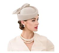 UJEDFHV cappello da sposa Cappelli da chiesa donna, stile vintage, cerimonia, festa, tè, in feltro, Fedora, rosso, for signore per cerimonie(Khaki)