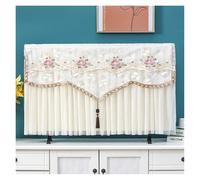 UJEDFHV Copertura Tv Per Esterni Lace Embroidery Wall Mounted TV Cover Tassel Chiffon Living Room Decoration LCD Dust Protection No Need To Disassemble(Light green,90x Height 53cm)