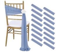 UJEDFHV Fascia per Sedia per Matrimonio 16Pcs 17x250cm Chiffon Chair Sashes 8 Set Sash Wedding Covers Sage Green Pink Ribbon Party Aisle Decor per Decorazioni per Feste(16PC Grey Blue)