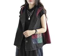 UJEDFHV Gilet In Denim Da Donna Gilet in denim largo da donna, vintage, oversize, for il tempo libero, estivo, senza maniche(Red,S)