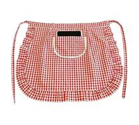 UJEDFHV Grembiule Cucina Grembiule a mezza vita in pizzo scozzese, in cotone traspirante, for cucinare in casa, abbigliamento da lavoro, accessori cucina(Red)